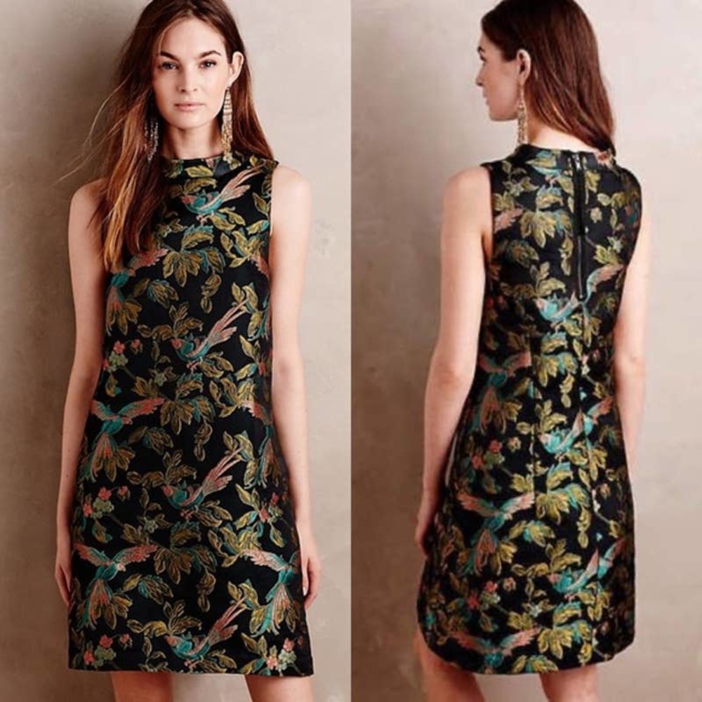 Anthropologie Leifsdottir Shangri-la Jacquard Swing Dress RARE Size 4
